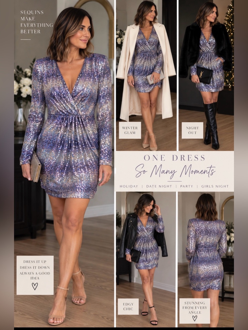 Beautiful Purple and silver sequenced dress size 6